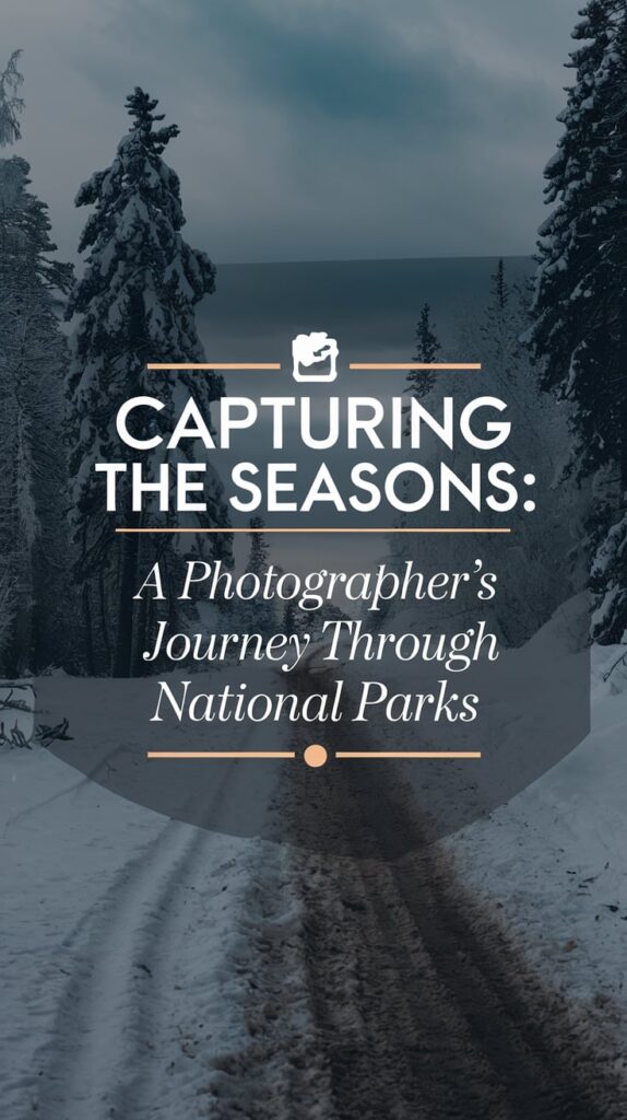 a text overlay Capturing the Seasons: A Photographer’s Journey Through National Parks